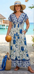 Elaine floral maxi dress - Blue