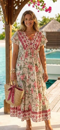 Elaine floral maxi dress - Pink