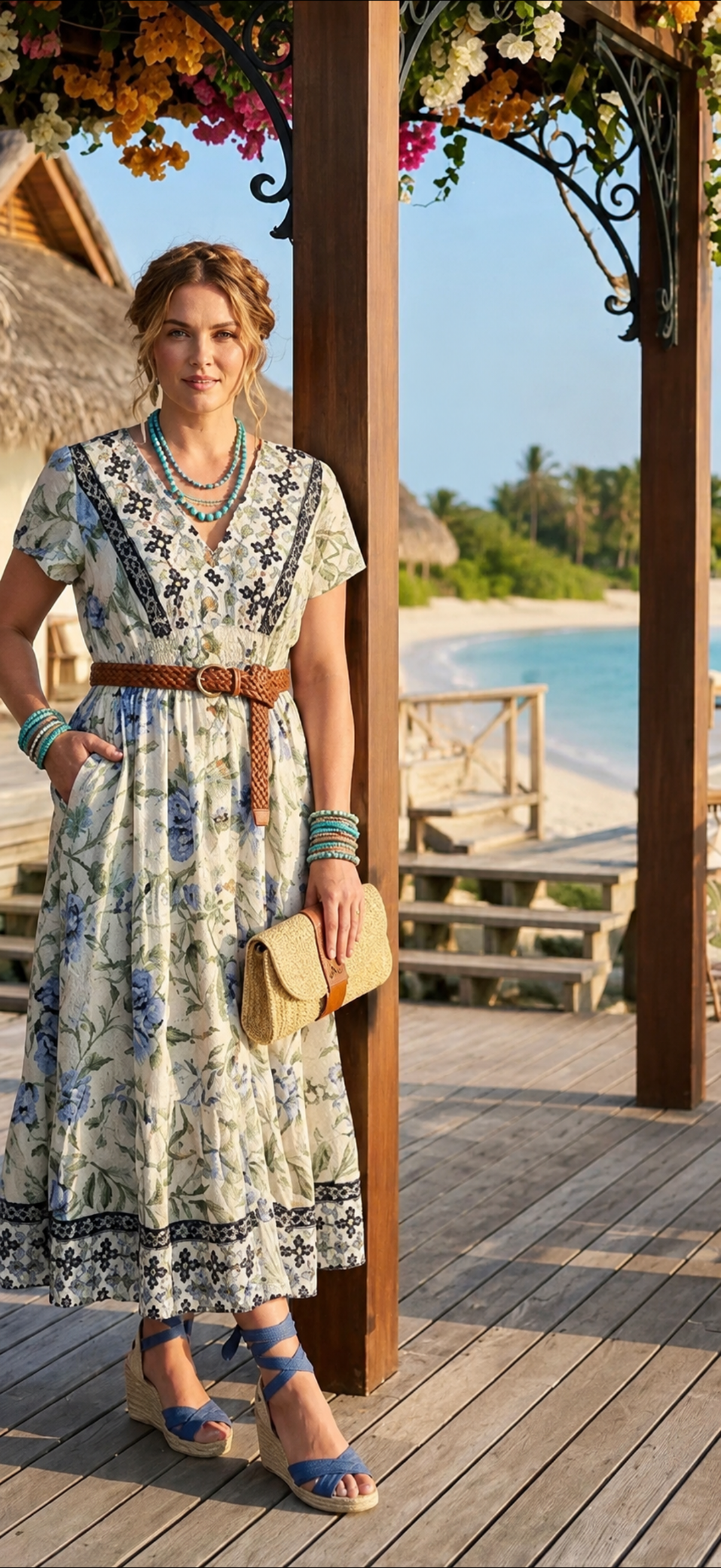 Elaine floral maxi dress - Black/Blue
