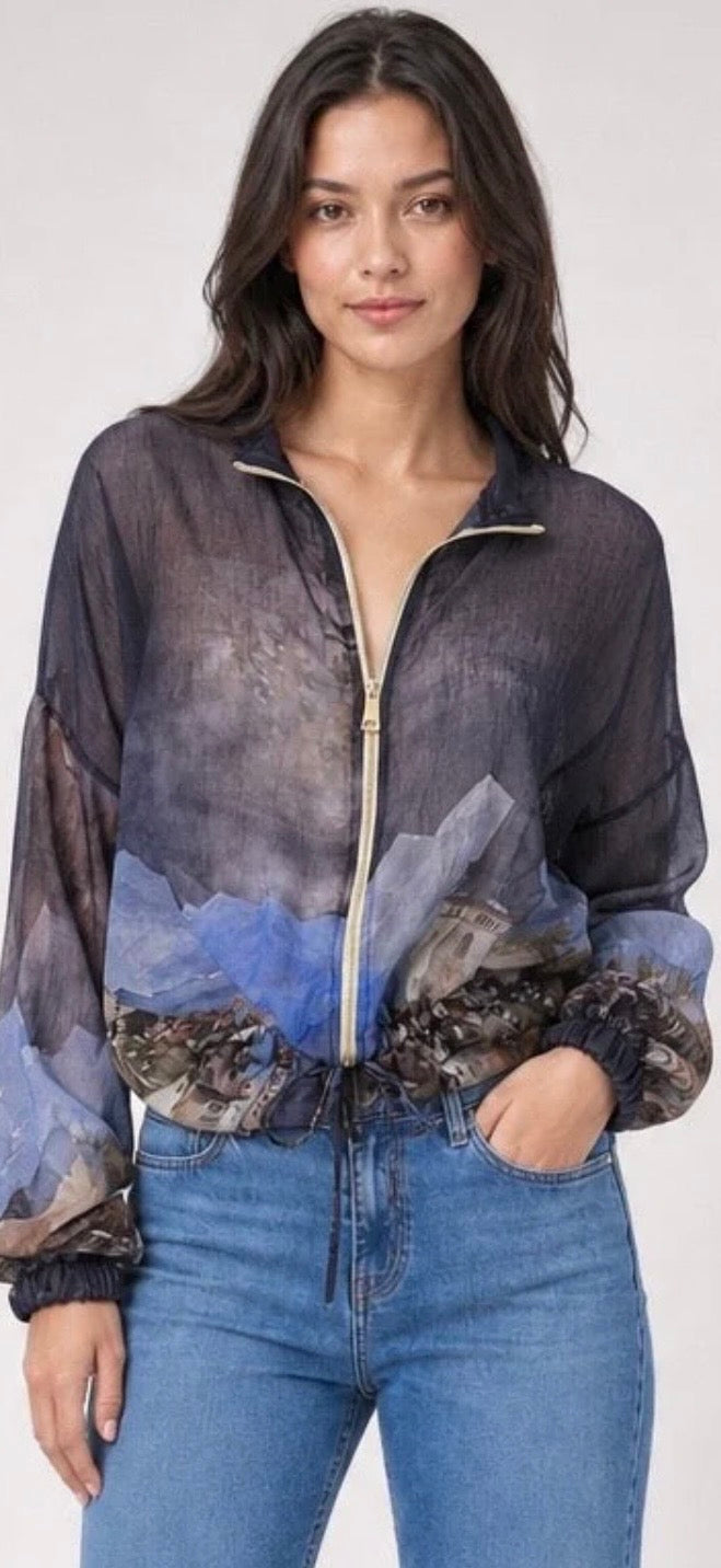 Scenic Bomber Jacket - Navy