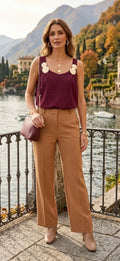 Oversized Gold Disc Cami Top - Plum