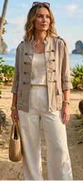 Military Detail Jacket - Taupe