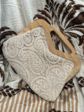 Crochet Clutch Bag with wooden handle