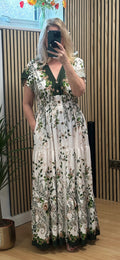 Natalie V Neck button dress - Green