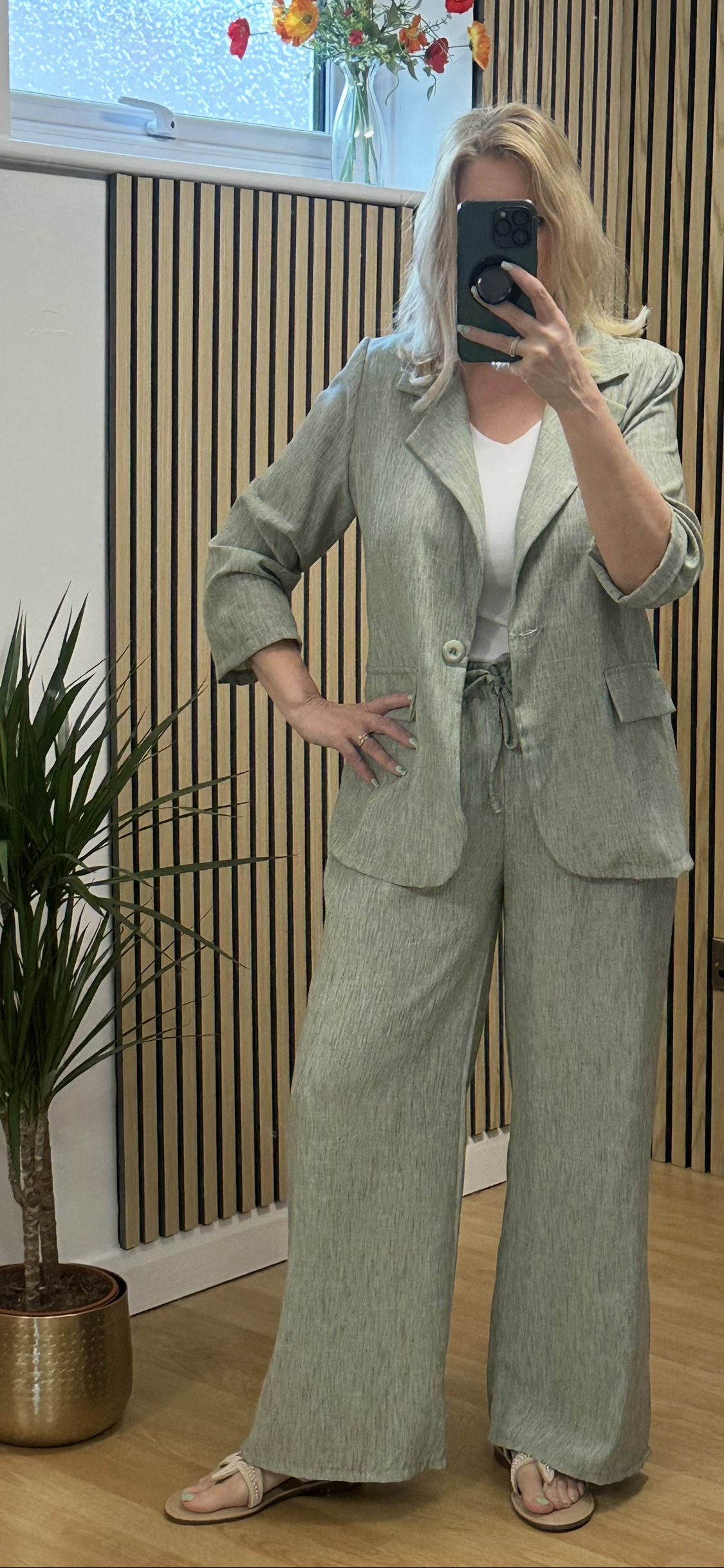 Co-Ord set  - Jacket and trousers - Sage green