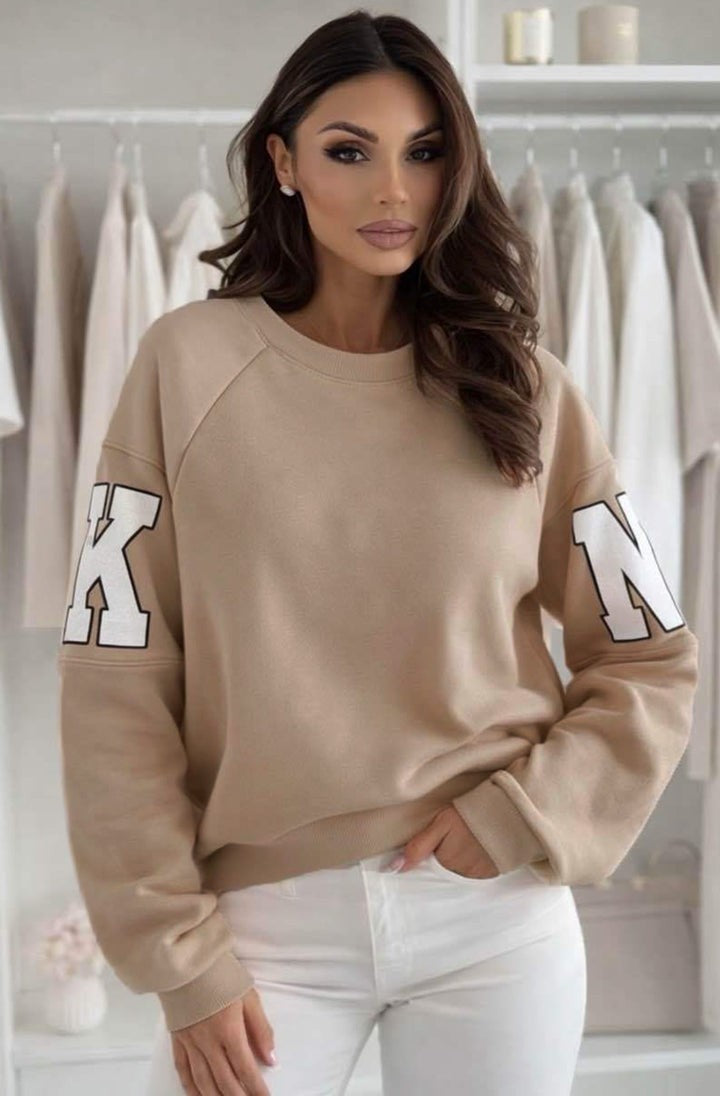 Kiki 'RKNE' oversized raglan letter sweatshirt - Stone