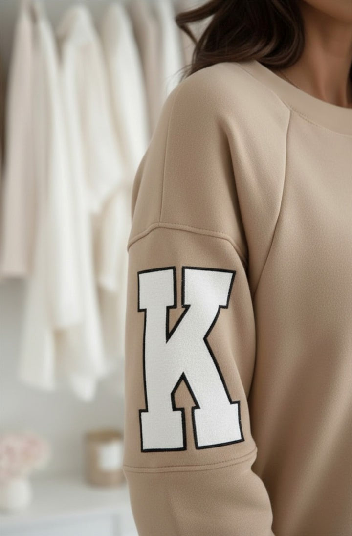 Kiki 'RKNE' oversized raglan letter sweatshirt - Stone