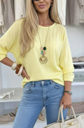 Kyle Pleated Top with necklace - Lemon