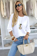 Kyle Pleated Top with necklace - Ivory