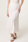 White tiered maxi skirt