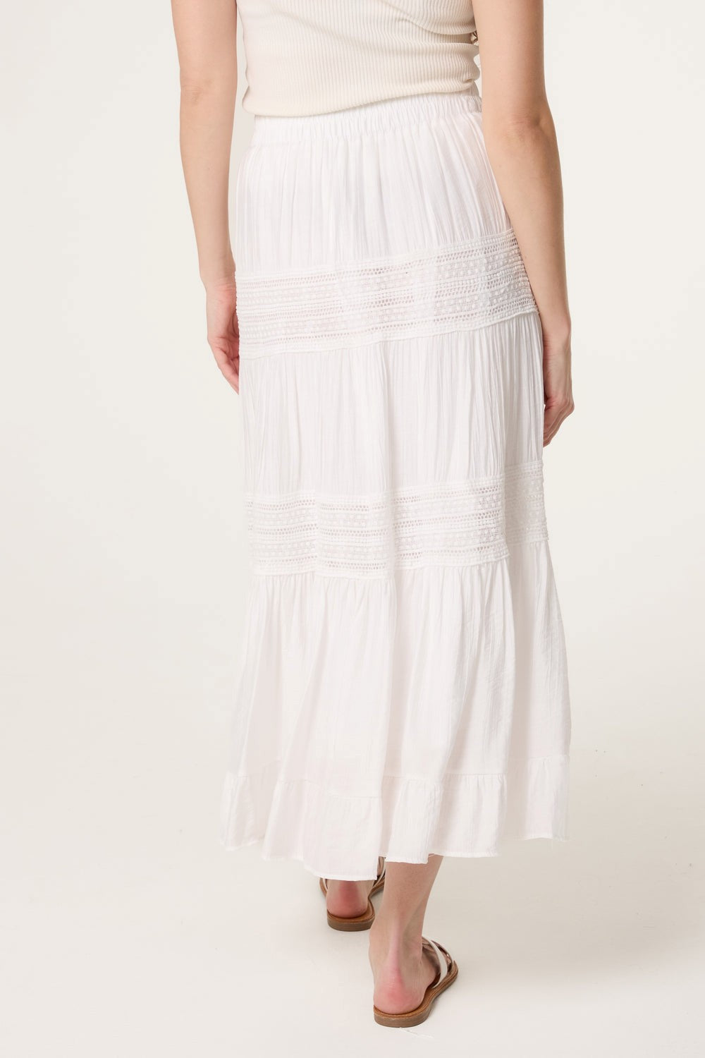 White tiered maxi skirt
