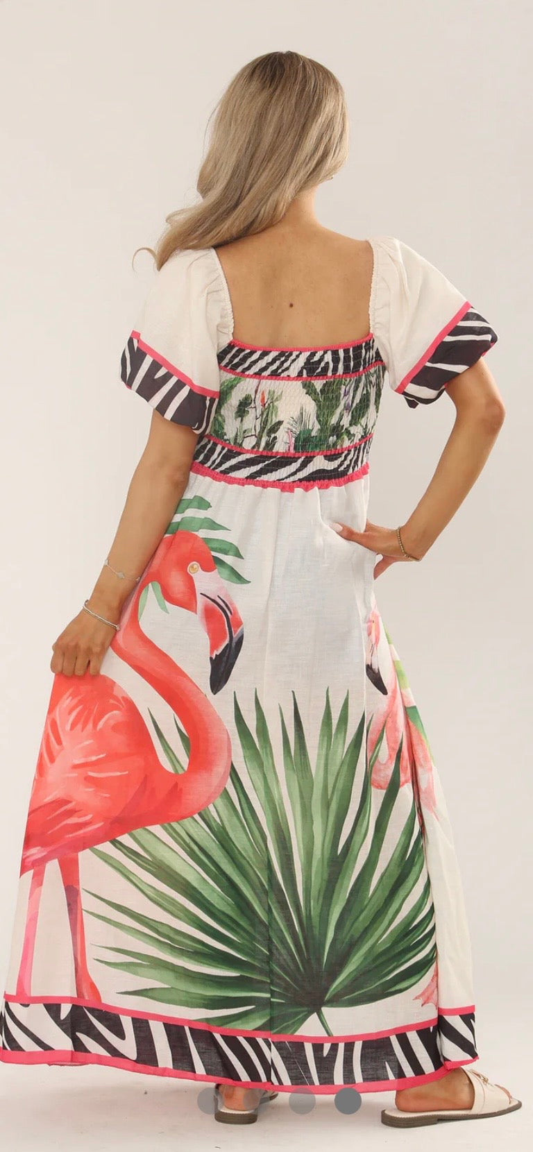 Flamingo Bardot dress
