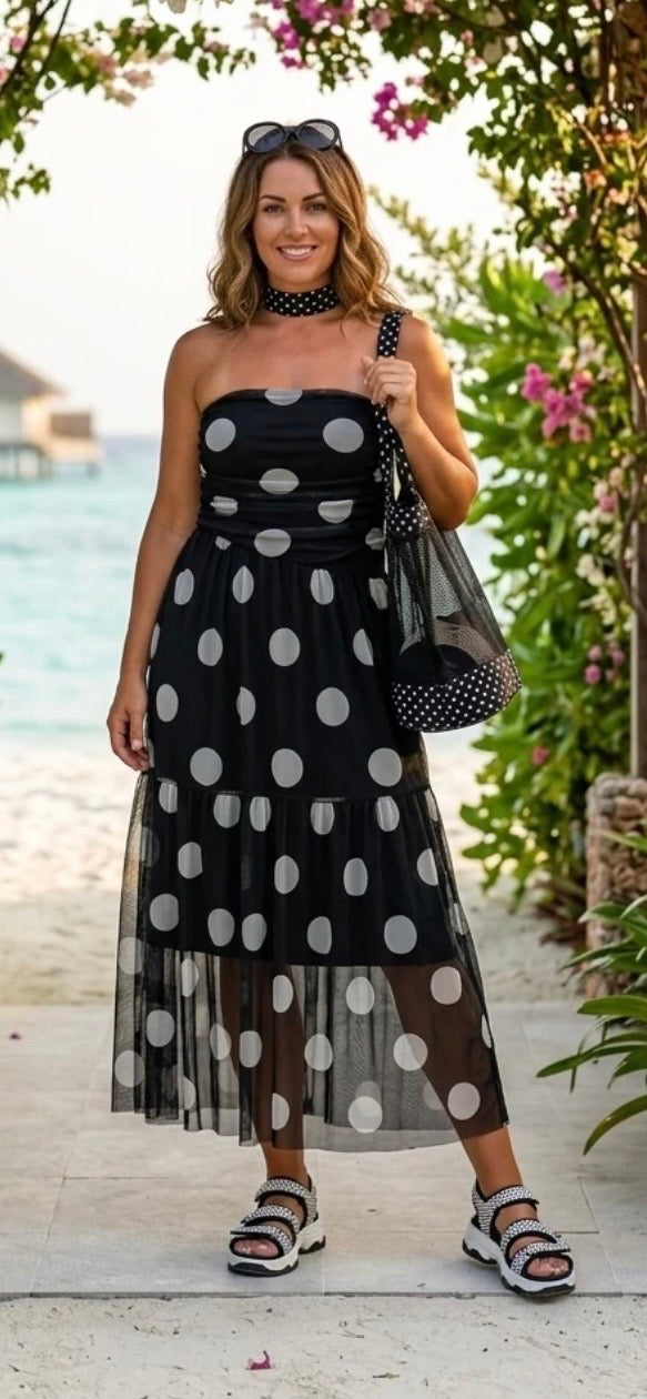 Black and white spotted dress