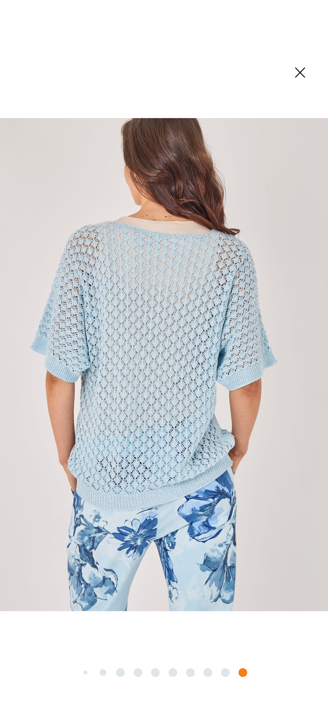 V Neck crochet short sleeve top - Baby Blue